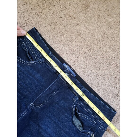 Democracy Ab Solution Stretch Sides Zipper Elastic Waist Taper Blue Jeans Sz 12 - Picture 10 of 13